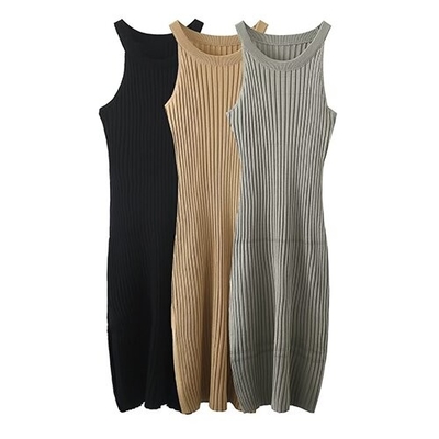 Summer Narrow Shoulder Vest Skirt Sleeveless New Side Split Pits Sexy Hip Skirt