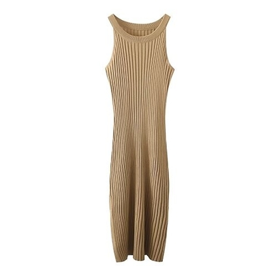 Summer Narrow Shoulder Vest Skirt Sleeveless New Side Split Pits Sexy Hip Skirt
