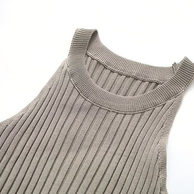 Summer Narrow Shoulder Vest Skirt Sleeveless New Side Split Pits Sexy Hip Skirt