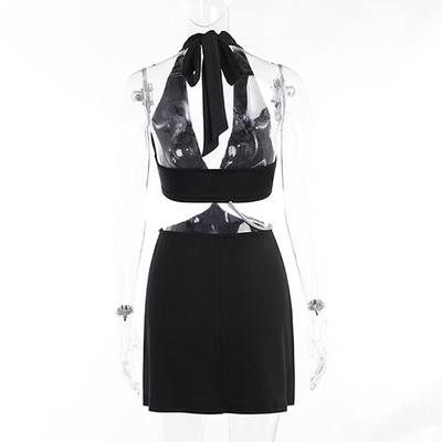 OEM sexy skirt spring new polyester sleeveless  deep V beauty back waist hollow bag dress