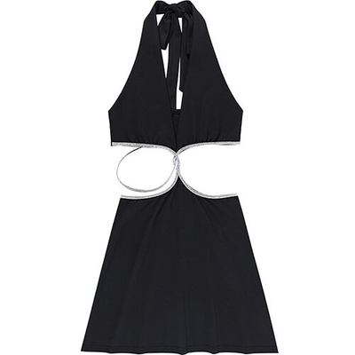OEM sexy skirt spring new polyester sleeveless  deep V beauty back waist hollow bag dress