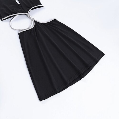 OEM sexy skirt spring new polyester sleeveless  deep V beauty back waist hollow bag dress