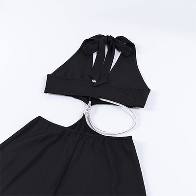OEM sexy skirt spring new polyester sleeveless  deep V beauty back waist hollow bag dress